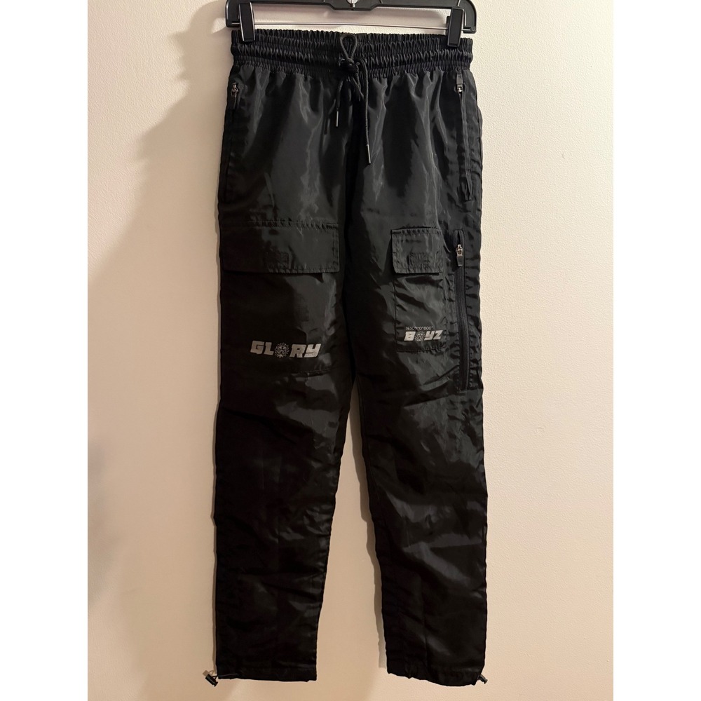 Glo Gang Glory Boyz Black Nylon Cargo Track Pants Mens Medium Reflective Joggers